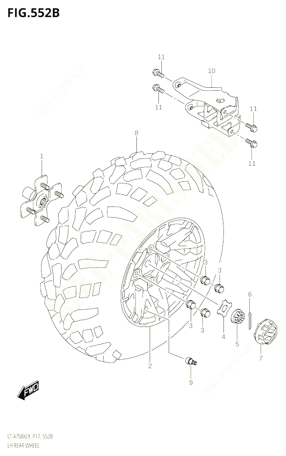 ROUE ARRIERE GAUCHE50XPL9 P17 POUR SUZUKI KINGQUAD 750 2019 POUR KINGQUAD 750 AXI 4WD LT A750X L9 