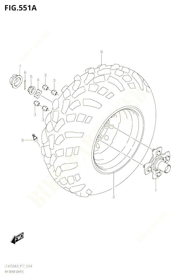 ROUE ARRIERE DROITE50XL9 P17 POUR SUZUKI KINGQUAD 750 2019 POUR KINGQUAD 750 AXI 4WD LT A750X L9 
