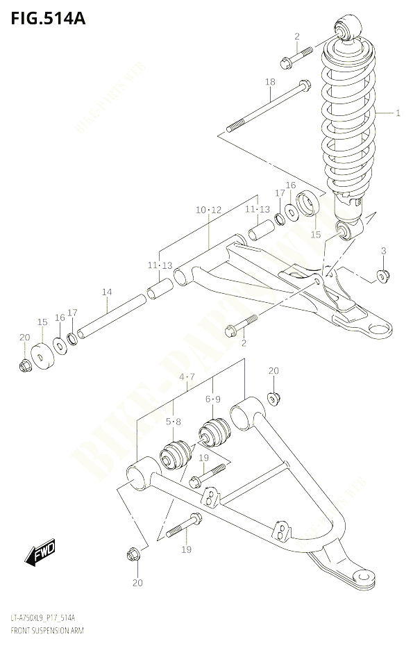 BRAS SUSPENSION AVANTT A750XL9 P17 POUR SUZUKI KINGQUAD 750 2019 POUR KINGQUAD 750 AXI 4WD LT A750X L9 