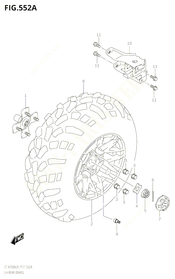 ROUE ARRIERE GAUCHE50XL9 P17 POUR SUZUKI KINGQUAD 750 2019 POUR KINGQUAD 750 AXI 4WD LT A750X L9 