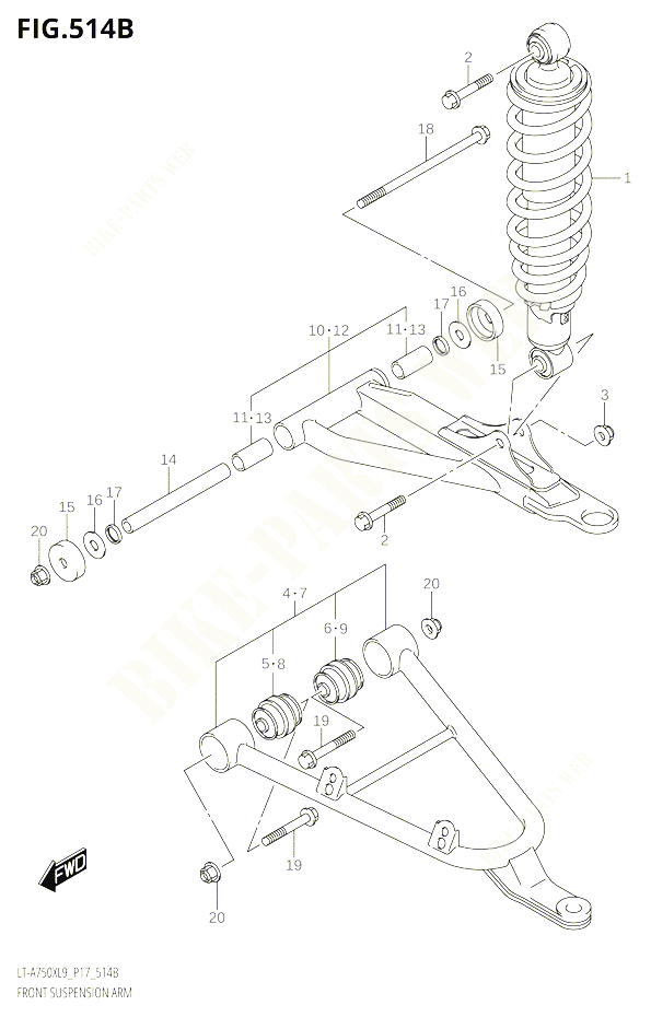 BRAS SUSPENSION AVANTT A750XPL9 P17 POUR SUZUKI KINGQUAD 750 2019 POUR KINGQUAD 750 AXI 4WD LT A750X L9 