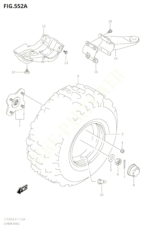 ROUE ARRIERE GAUCHE POUR SUZUKI OZARK 250 2018 POUR OZARK 250 LT F250 L8 