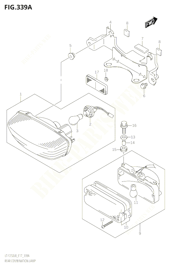 ENSEMBLE FEU ARRIERE POUR SUZUKI OZARK 250 2018 POUR OZARK 250 LT F250 L8 