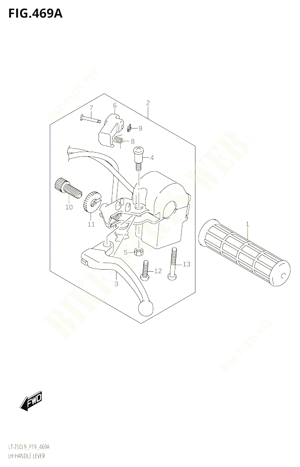 ENSEMBLE LEVIER POIGNEE GAUCHE POUR SUZUKI QUADSPORT 50 2019 POUR QUADSPORT Z50 LT Z50 L9 
