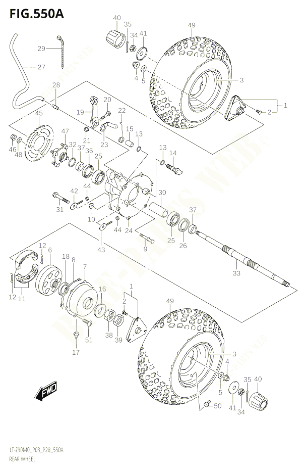 ROUE ARRIERE POUR SUZUKI QUADSPORT 90 2020 POUR QUADSPORT Z90 LT Z90 M0 