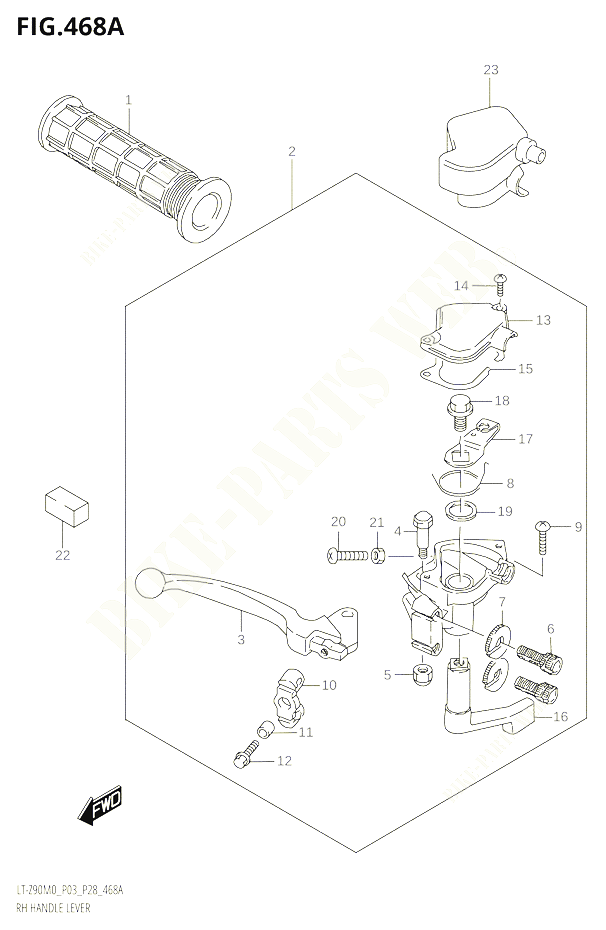 ENSEMBLE LEVIERS POIGNEES DROIT POUR SUZUKI QUADSPORT 90 2020 POUR QUADSPORT Z90 LT Z90 M0 