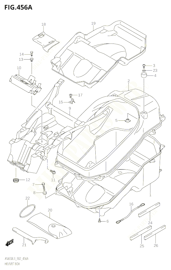 COFFRE A CASQUE POUR SUZUKI BURGMAN 650 2013 POUR BURGMAN 650 AN650 L3 