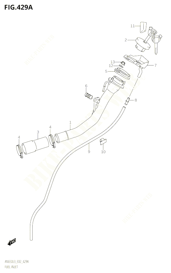 BOUCHON ET GOULOTTE DE RESERVOIR DESSENCE POUR SUZUKI BURGMAN 650 2013 POUR BURGMAN 650 AN650 L3 