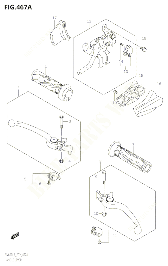 LEVIERS POIGNEESL3E02 POUR SUZUKI BURGMAN 650 2013 POUR BURGMAN 650 AN650 L3 