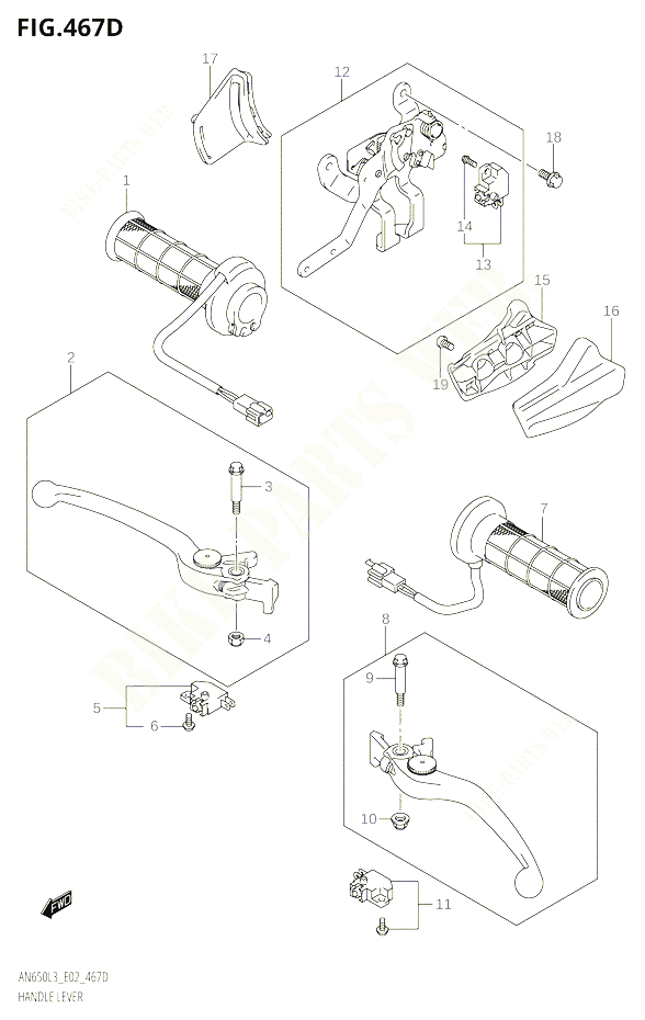 LEVIERS POIGNEESZL3E19 POUR SUZUKI BURGMAN 650 2013 POUR BURGMAN 650 AN650 L3 