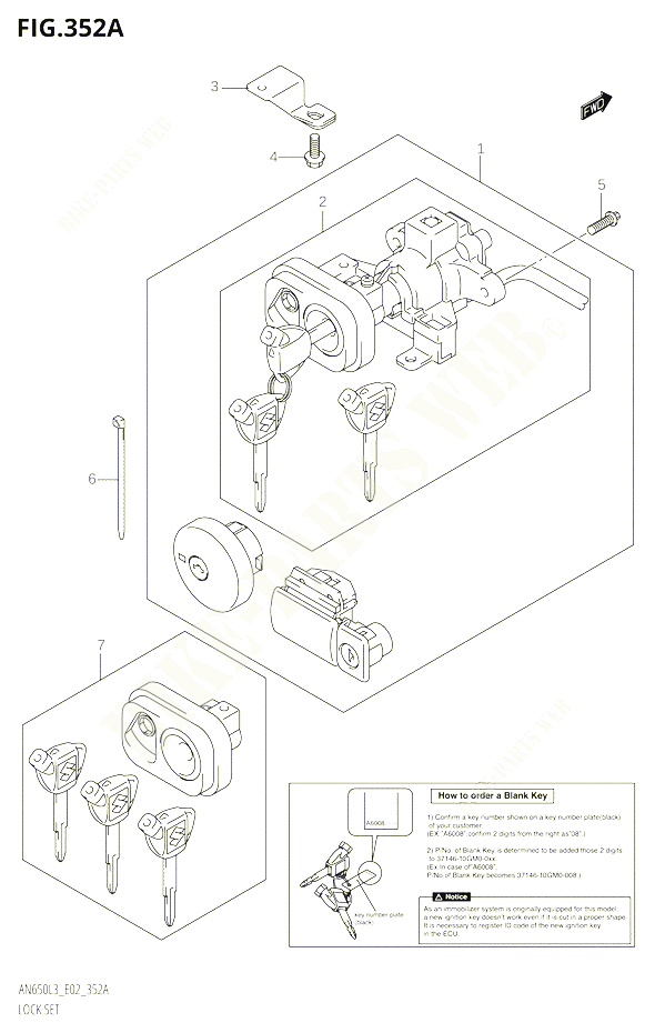 JEU DE SERRURES POUR SUZUKI BURGMAN 650 2013 POUR BURGMAN 650 AN650 L3 