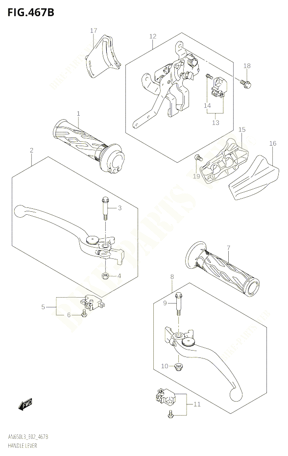 LEVIERS POIGNEESL3E19 POUR SUZUKI BURGMAN 650 2013 POUR BURGMAN 650 AN650 L3 