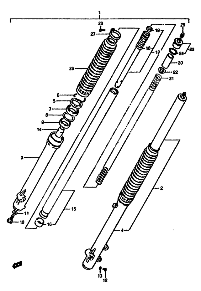 FOURCHE AVANT POUR DR 600 S REDUCED POWERDR600SUH 1987