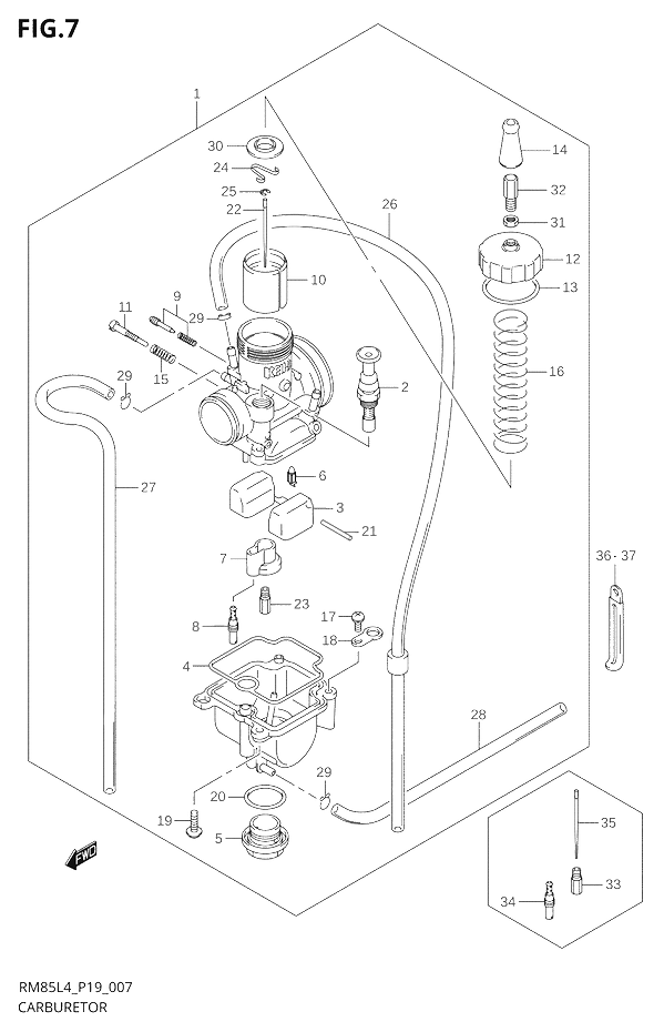 CARBURATEUR POUR RM 85 BIG WHEELSRM85L L4 2014
