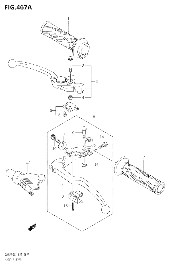 LEVIER POIGNEE POUR GSR 750 GSR750 L3 2013