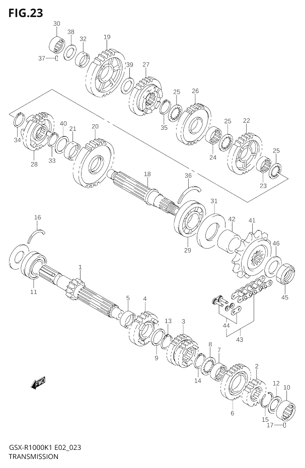 TRANSMISSION POUR GSX R 1000GSX R1000K1 2001