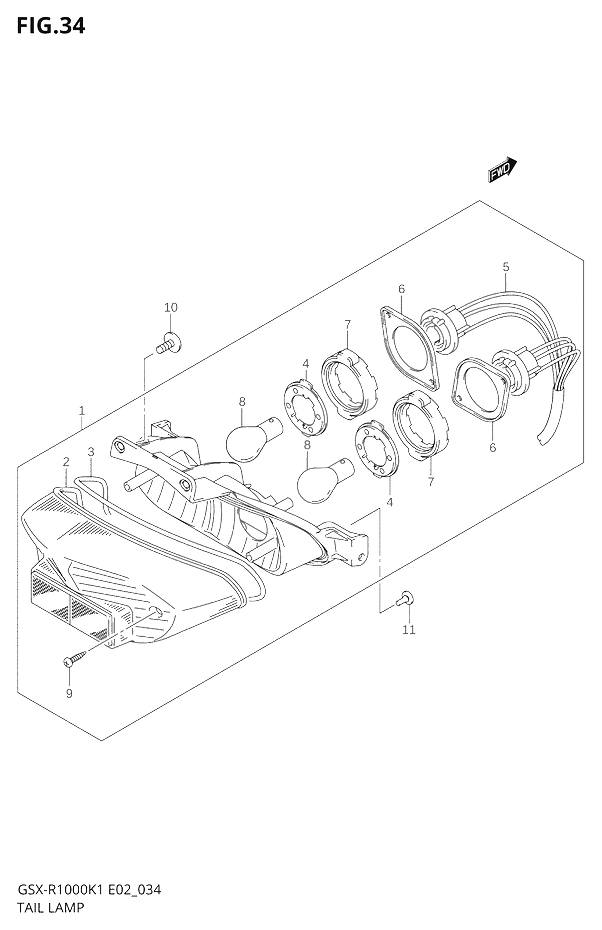 FEU ARRIERE POUR GSX R 1000GSX R1000K1 2001