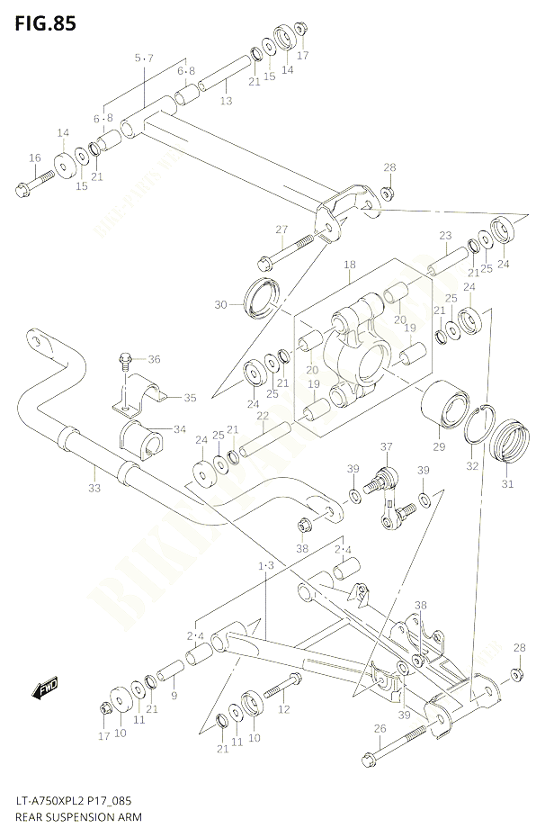 BRAS SUSPENSION ARRIERE POUR SUZUKI KINGQUAD 750 2012 POUR KINGQUAD 750 AXI 4WD LT A750XP L2  LT A750XPZ L2 