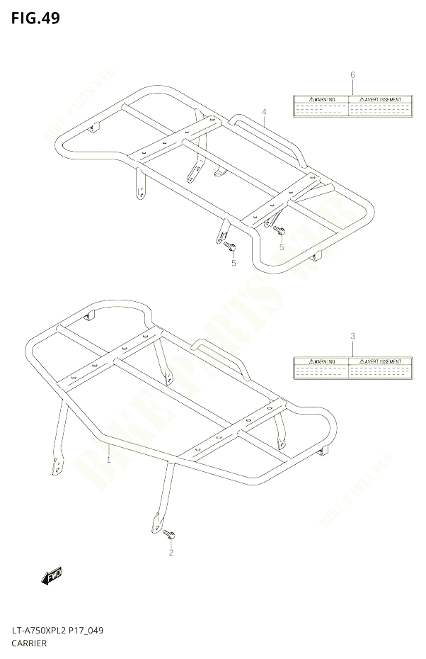 PORTE PAQUET750XPL2 P17 POUR SUZUKI KINGQUAD 750 2012 POUR KINGQUAD 750 AXI 4WD LT A750XP L2  LT A750XPZ L2 