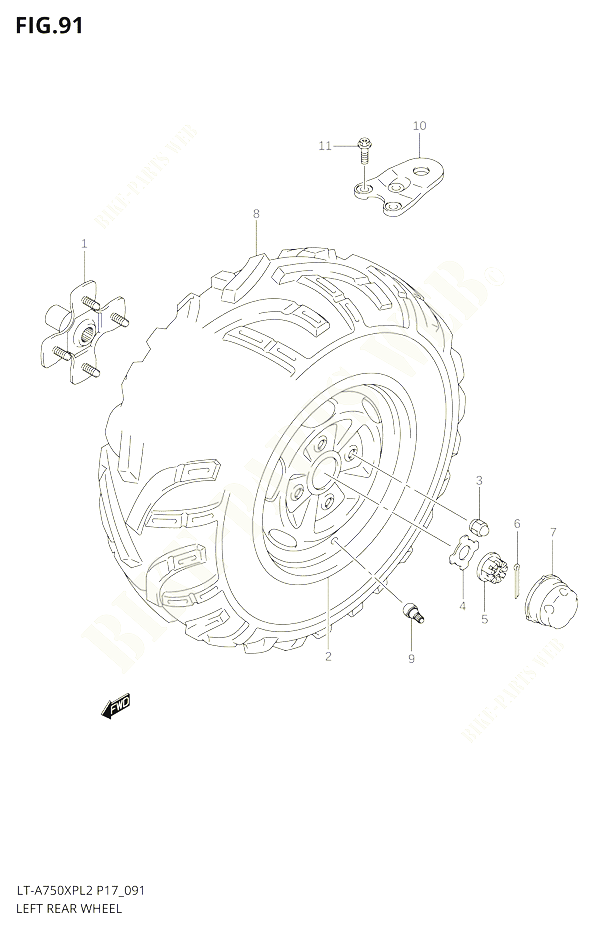 ROUE ARRIERE GAUCHEA750XPL2 P24 POUR SUZUKI KINGQUAD 750 2012 POUR KINGQUAD 750 AXI 4WD LT A750XP L2 LT A750XPZ L2 
