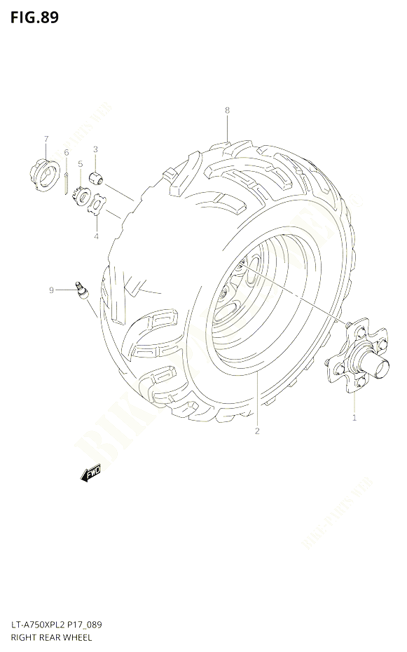 ROUE ARRIERE DROITEA750XPZL2 P17 POUR SUZUKI KINGQUAD 750 2012 POUR KINGQUAD 750 AXI 4WD LT A750XP L2 LT A750XPZ L2 