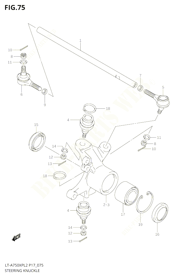 BIELLETTE DE DIRECTION MOYEU POUR SUZUKI KINGQUAD 750 2012 POUR KINGQUAD 750 AXI 4WD LT A750XP L2 LT A750XPZ L2 