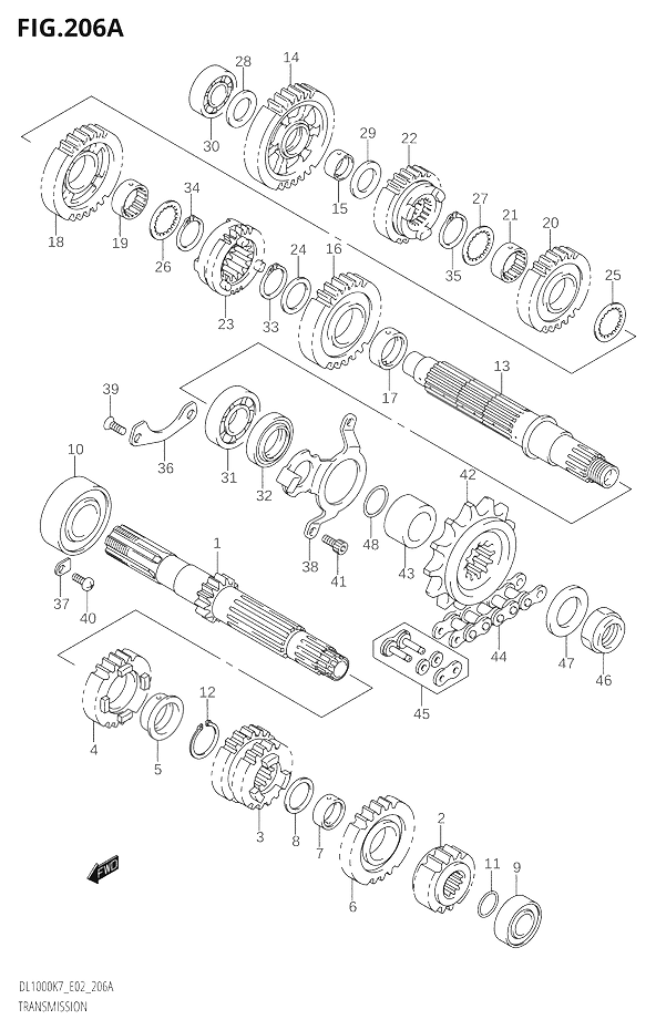 TRANSMISSION POUR V STROM 1000DL1000 K7 2007