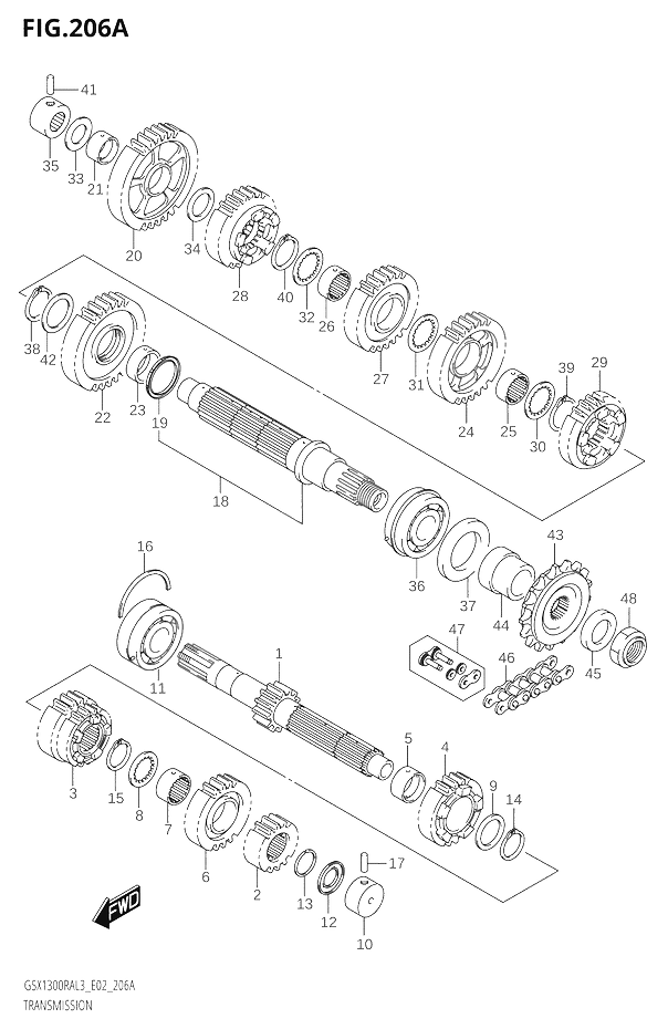 TRANSMISSION POUR HAYABUSA 1300 ABSGSX1300RAUF L3 2013