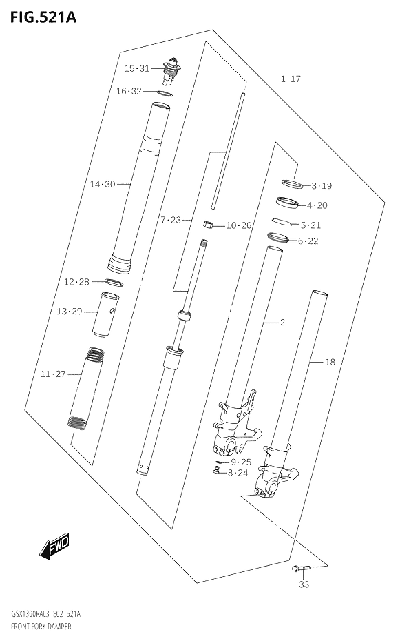 FOURCHE RK DAMPER POUR HAYABUSA 1300 ABSGSX1300RA L3 2013