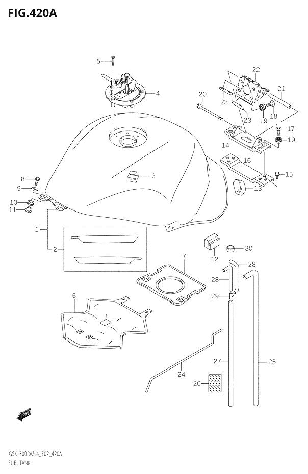 RESERVOIR DESSENCE POUR HAYABUSA 1300 ABSGSX1300RAZUF L4 2014