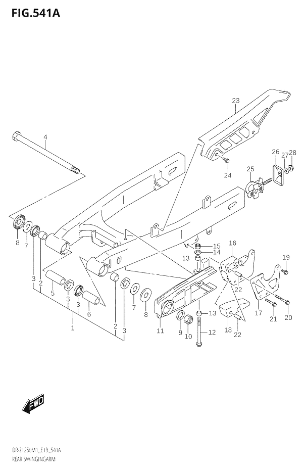 BRAS OSCILLANT ARRIERE POUR DR Z 125 LDR Z125L M1 2021