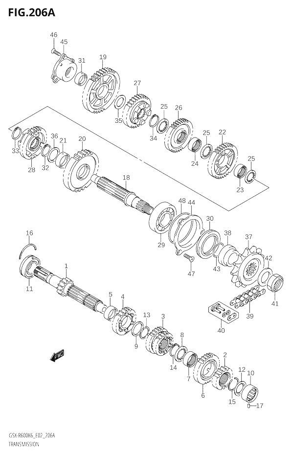 TRANSMISSION POUR GSX R 600GSX R600 K6  2006