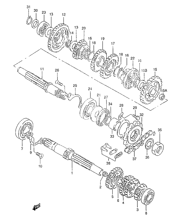 TRANSMISSION POUR MARAUDER 125GZ125W 1998