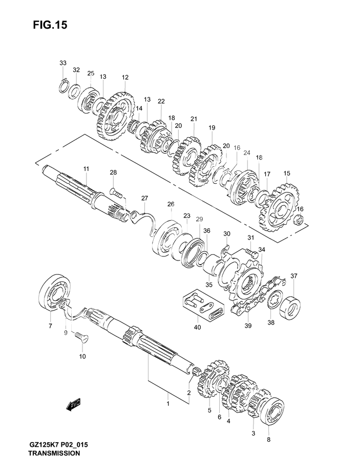 TRANSMISSION POUR MARAUDER 125GZ125K3 2003