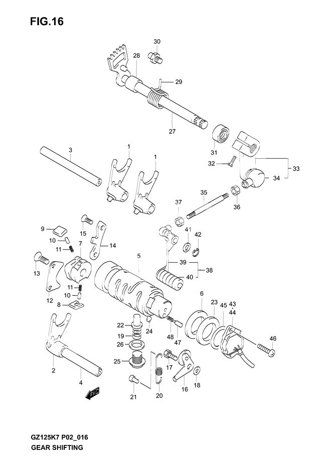 ENSEMBLE SELECTEUR DE VITESSES POUR MARAUDER 125GZ125K4 2004