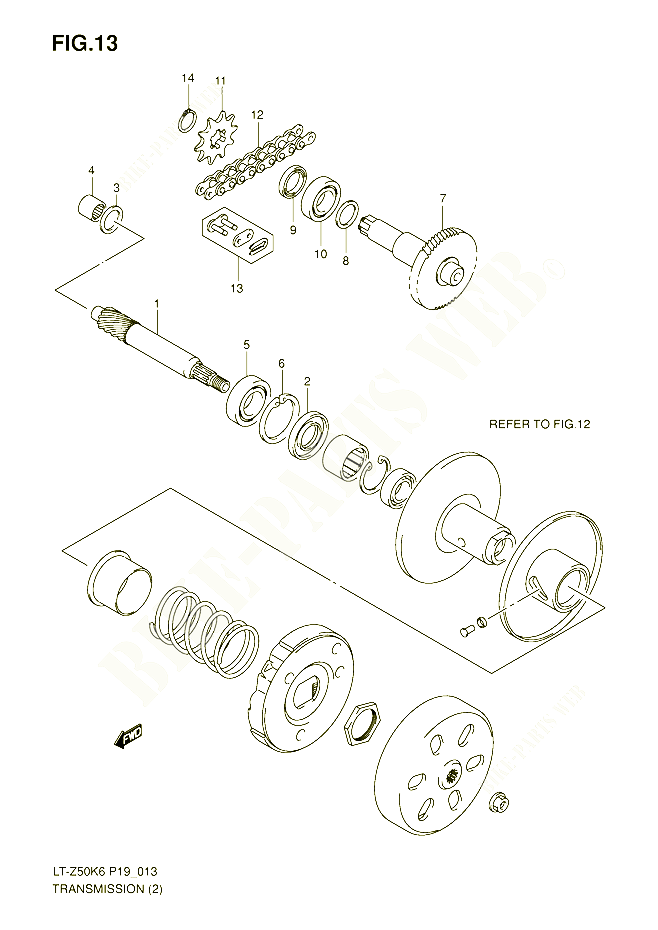 TRANSMISSION 2 POUR SUZUKI QUADSPORT 50 2006 POUR SUZUKI QUADSPORTLT Z50K6