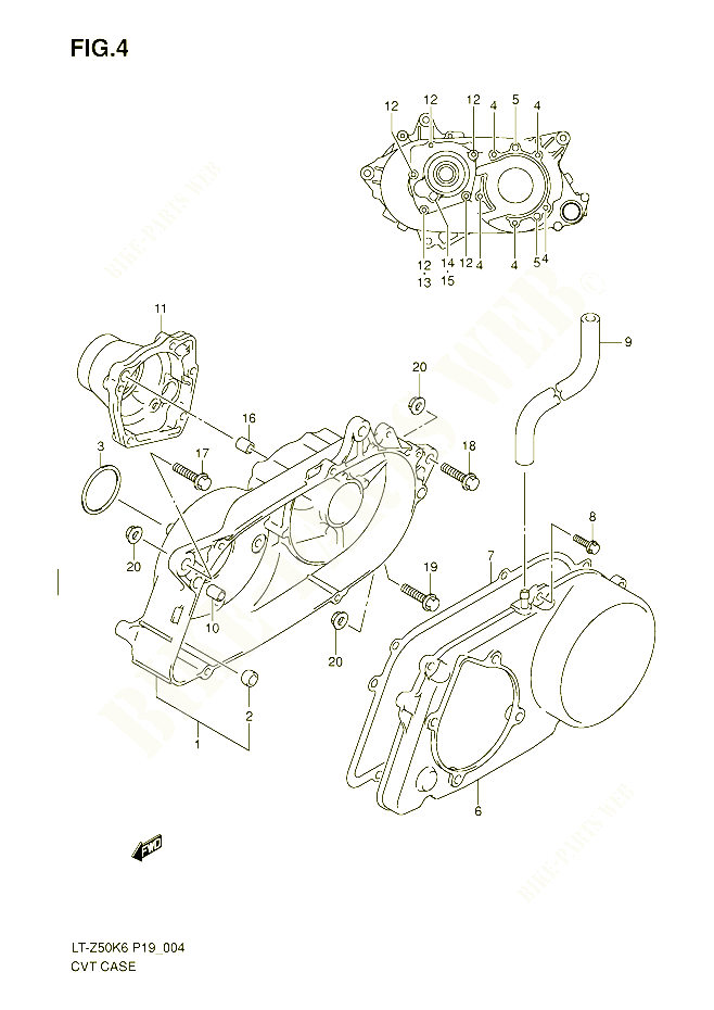 ENSEMBLE CARTER DE TRANSMISSION POUR SUZUKI QUADSPORT 50 2006 POUR SUZUKI QUADSPORTLT Z50K6