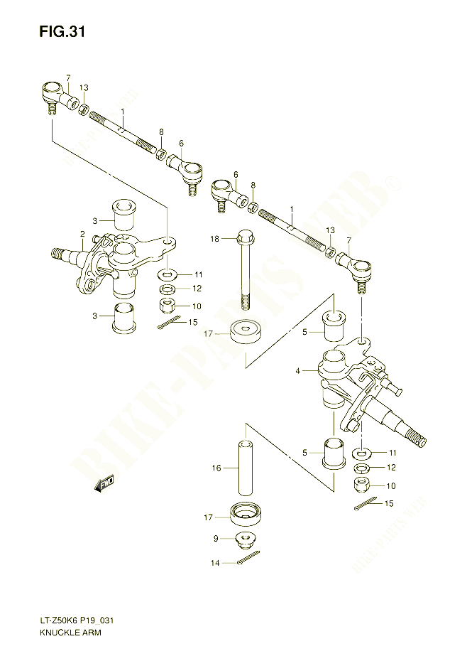 BIELLETTE DE DIRECTION MOYEU POUR SUZUKI QUADSPORT 50 2006 POUR SUZUKI QUADSPORTLT Z50K6