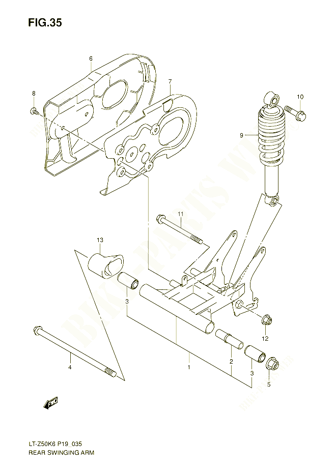 BRAS OSCILLANT ARRIERE POUR SUZUKI QUADSPORT 50 2006 POUR SUZUKI QUADSPORTLT Z50K6