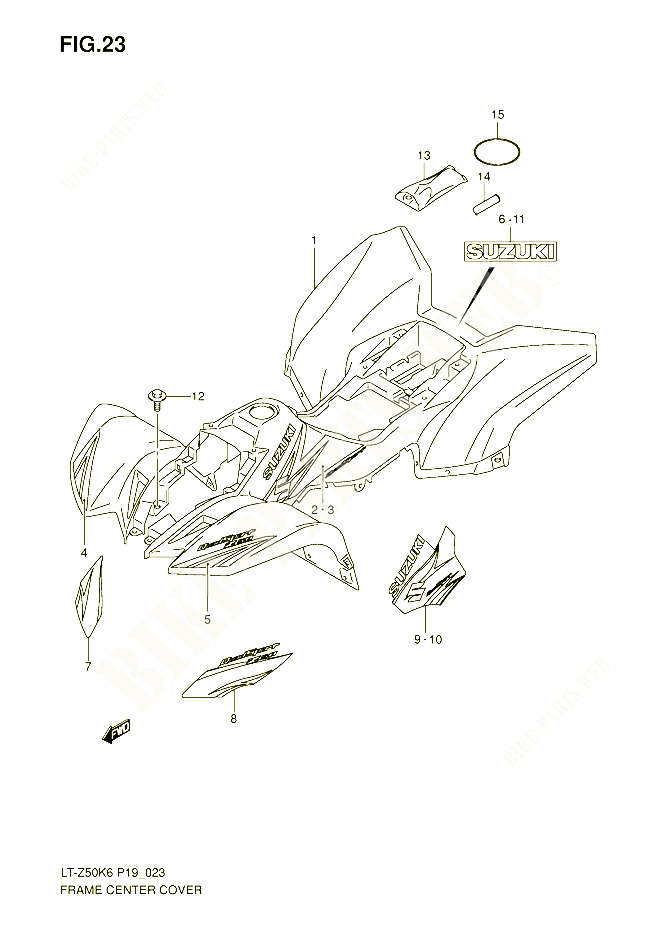 CARENAGE CENTRAL MODEL K6 K7 POUR SUZUKI QUADSPORT 50 2006 POUR SUZUKI QUADSPORTLT Z50K6