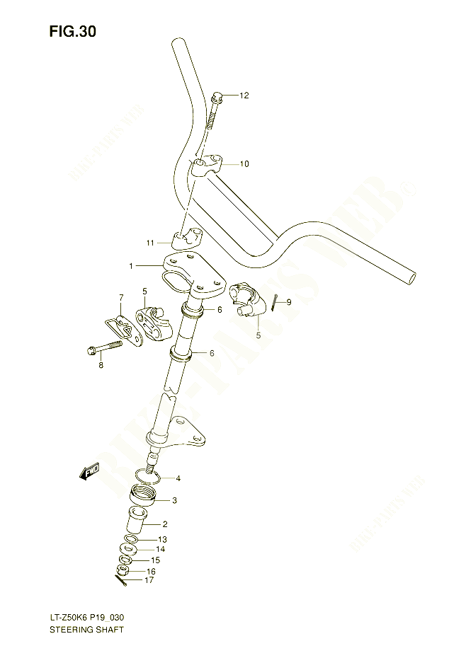 COLONNE DE DIRECTION POUR SUZUKI QUADSPORT 50 2006 POUR SUZUKI QUADSPORTLT Z50K6