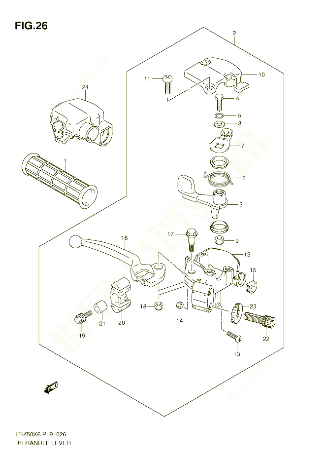 ENSEMBLE LEVIERS POIGNEES DROIT POUR SUZUKI QUADSPORT 50 2006 POUR SUZUKI QUADSPORTLT Z50K6
