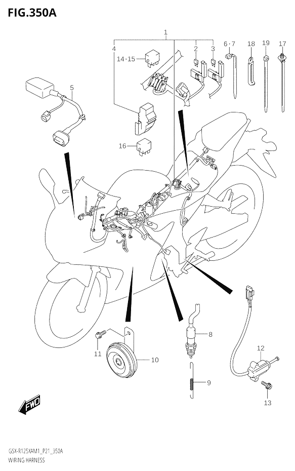 FAISCEAU ELECTRIQUE POUR GSX R 125GSX R125XA M1 2021