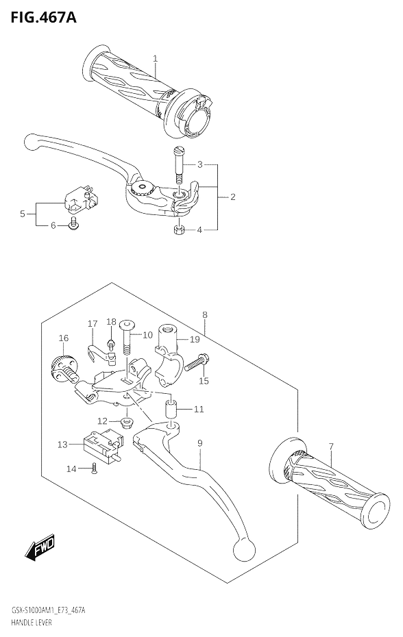 ENSEMBLE LEVIERS POIGNEES POUR GSX S 1000GSX S1000A M1 GSX S1000AZ M1 2021