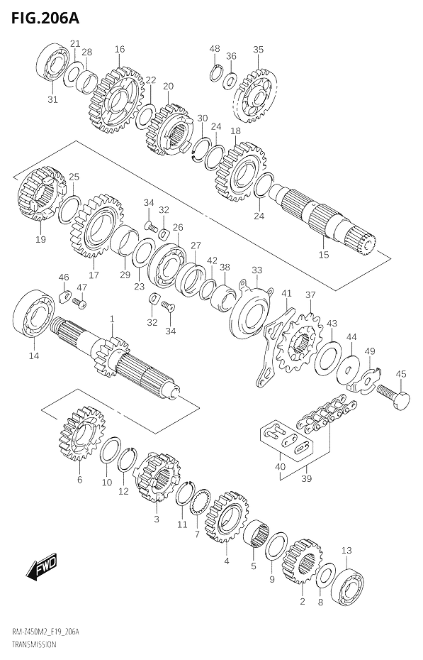 TRANSMISSION POUR RM Z 450RM Z450 M2 2022