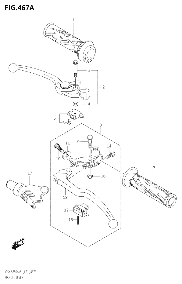 ENSEMBLE LEVIERS POIGNEES POUR GSX S 750GSX S750A GSX S750ZA M1 2021