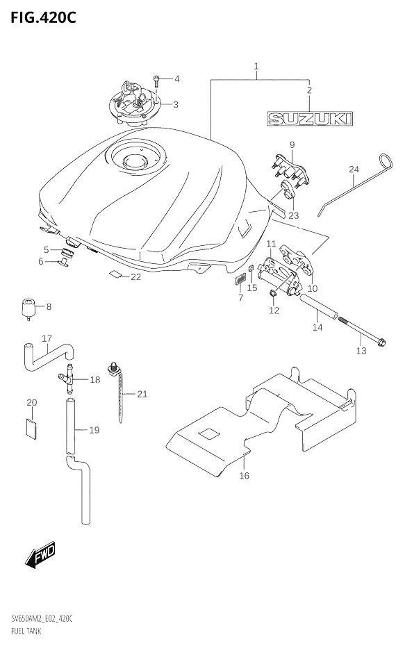 RESERVOIR DESSENCE POUR SV 650 SV 650 X SPECIAL EDITIONSV650A M2 2022
