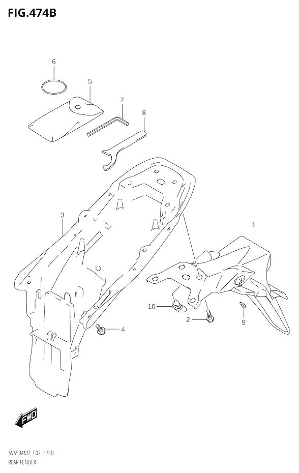 GARDE BOUE ARRIERE POUR SV 650 SV 650 X SPECIAL EDITIONSV650A M2 2022