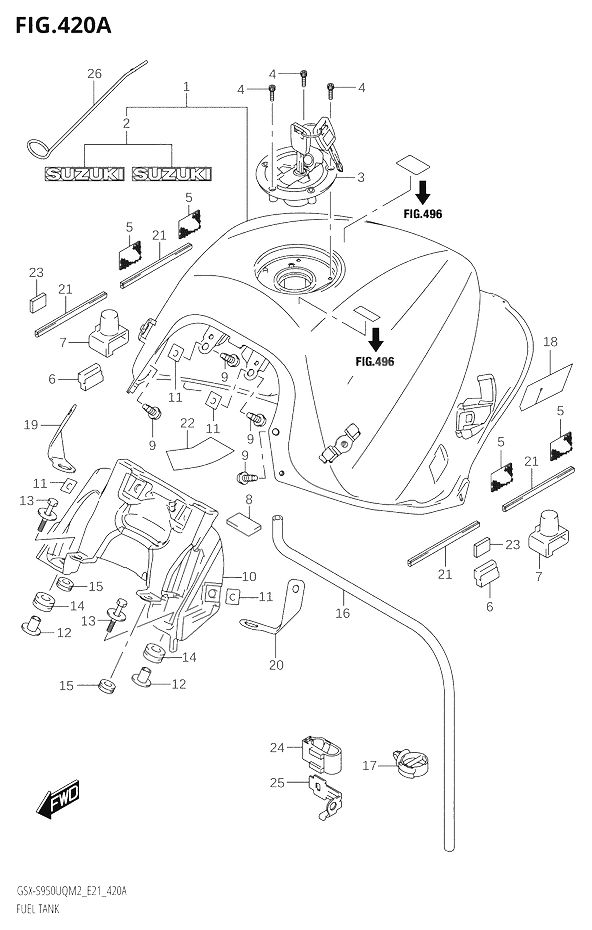RESERVOIR DESSENCE POUR GSX S 950 A2 35 KWGSX S950UQM2 2022