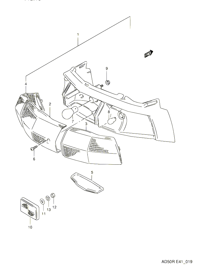 ENSEMBLE FEU ARRIERE POUR SUZUKI AD 60 1991 POUR SUZUKI ADAD60M 